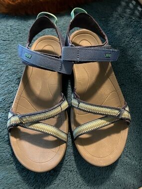 Teva Women's Blue and Tan Outdoor Strappy Sandals
